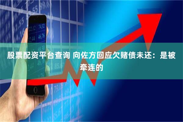 股票配资平台查询 向佐方回应欠赌债未还：是被牵连的